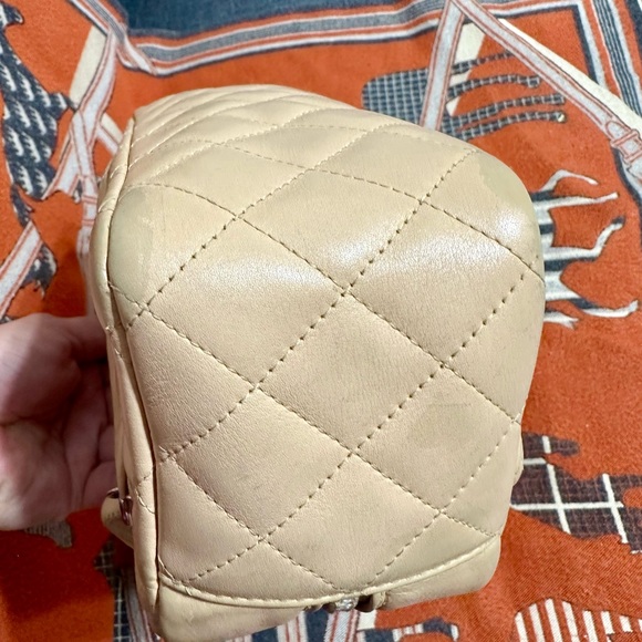 CHANEL ❤️🌟 CAMBON LIGNE MINI BOWLER BAG QUILTED CALF BEIGE LEATHER⭐️ - Picture 8 of 16